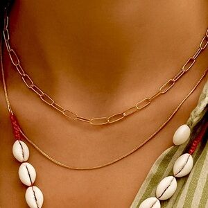 NEW Free People multi chain Paperclip Chain Gold Necklace